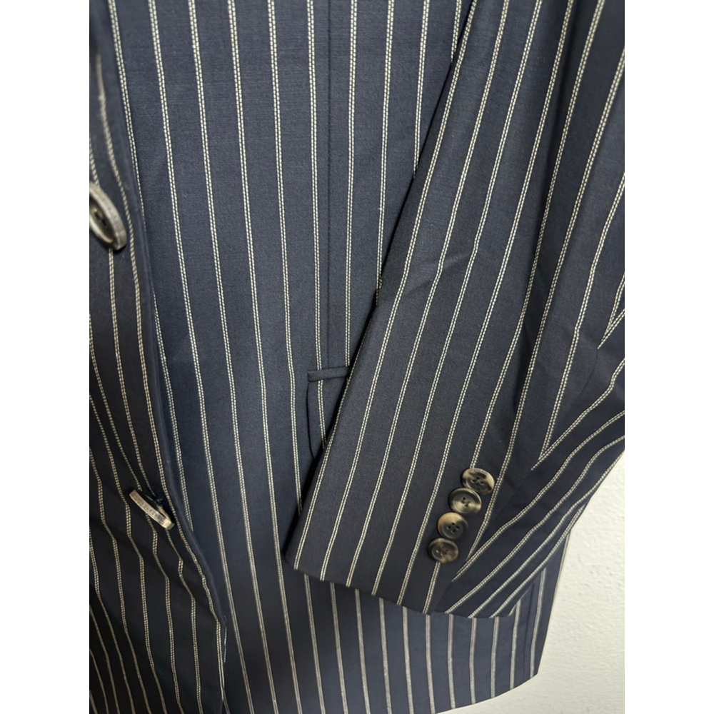Men's Versace Navy White Pinstripe Blazer - Picture 4 of 6